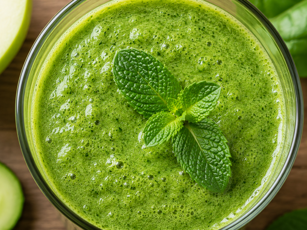 Zelené smoothie s uhorkou, špenátom a jablkom